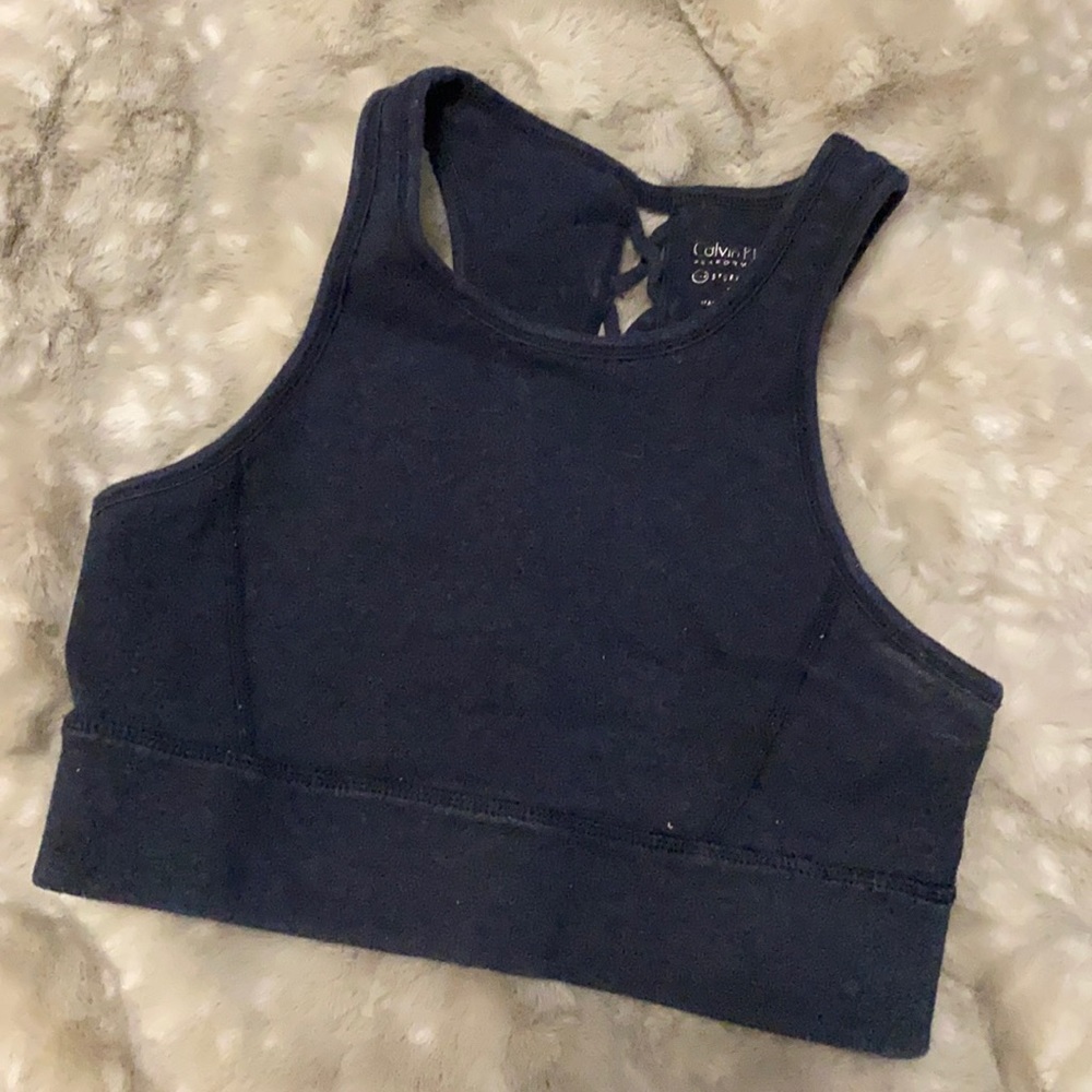 Small Calvin Klein Navy Braided Back Athletic Top